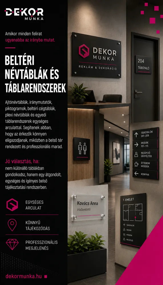Névtáblák, iránymutatók cégeknek