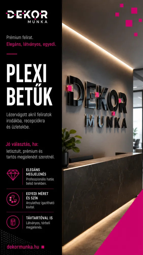 Egyedi plexi betűk több méretben és színben