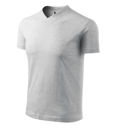 V-neck - Póló unisex - világosszürke melírozott