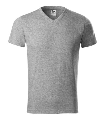 Heavy V-neck - Póló unisex - sötétszürke melírozott