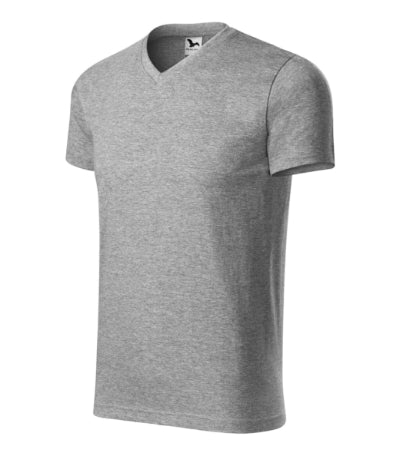 Heavy V-neck - Póló unisex - sötétszürke melírozott