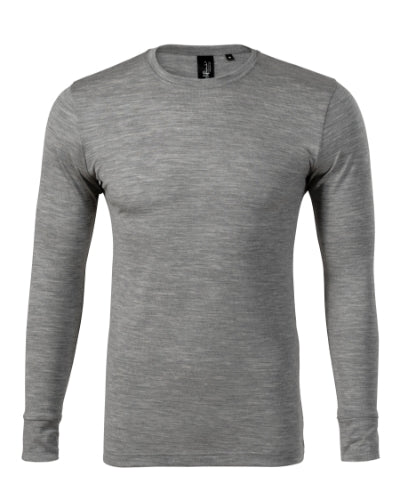 Merino Rise LS - Póló férfi - sötétszürke melírozott