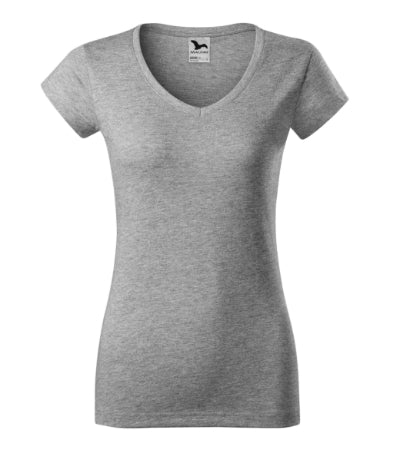 Fit V-neck - Póló női - sötétszürke melírozott