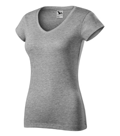 Fit V-neck - Póló női - sötétszürke melírozott