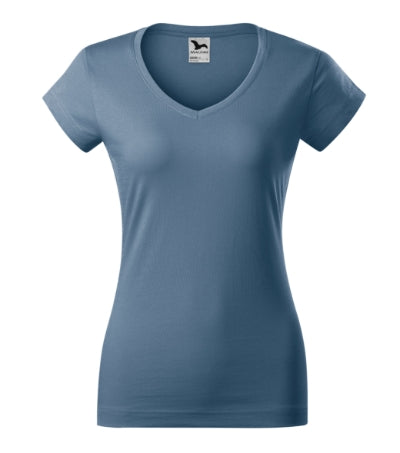 Fit V-neck - Póló női - farmerkék