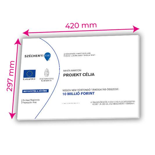 Széchenyi 2020 D típusú projekttábla habosított PVC (420 × 297 mm)