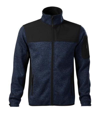 Casual - Softshell kabát férfi - kötött melanzs kék