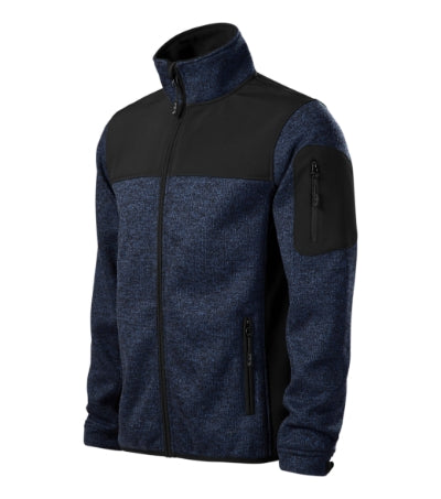 Casual - Softshell kabát férfi - kötött melanzs kék