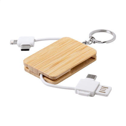Edulis bambusz kulcstartó USB töltőkábellel fehér – Dekormunka