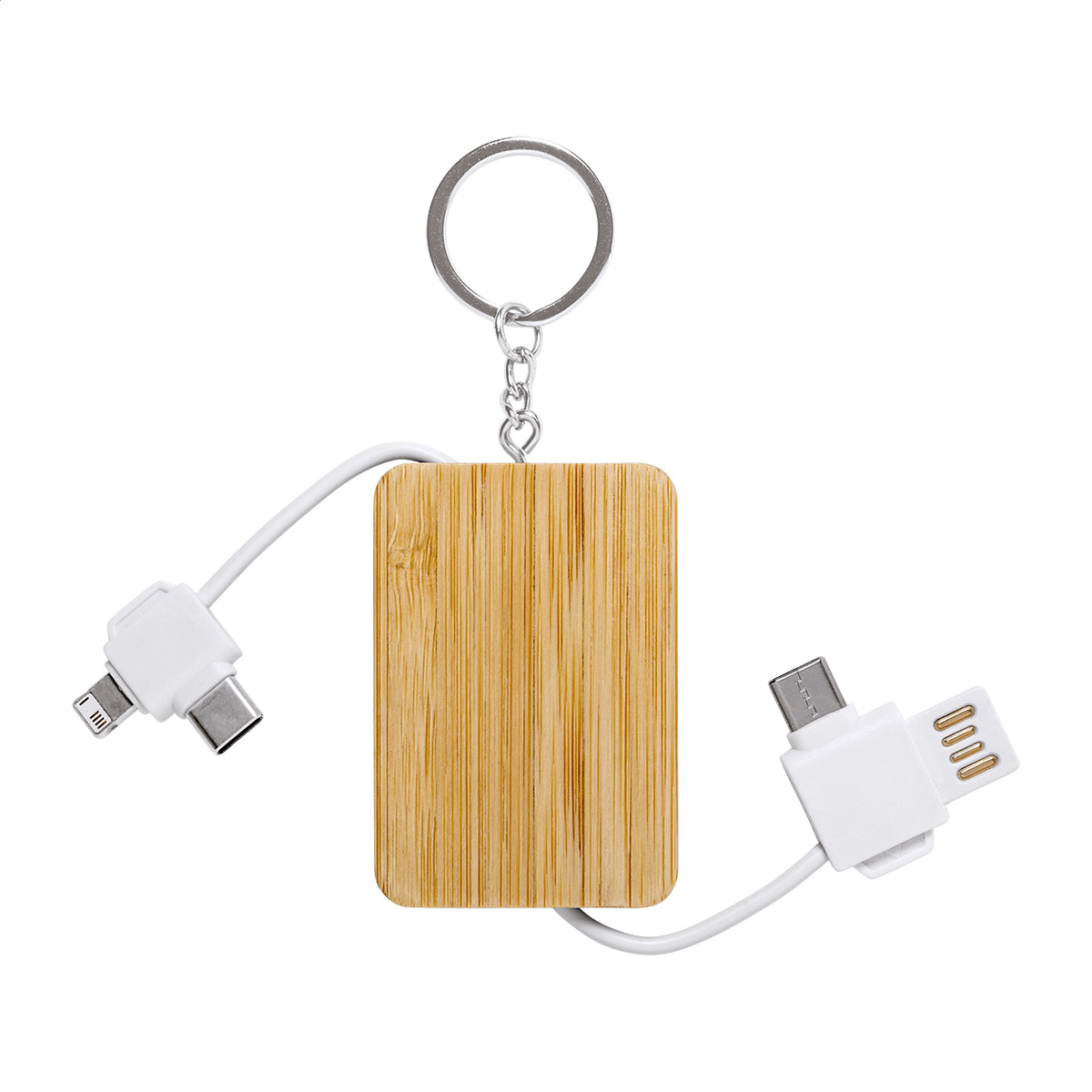 Edulis bambusz kulcstartó USB töltőkábellel fehér – Dekormunka – további kép 2