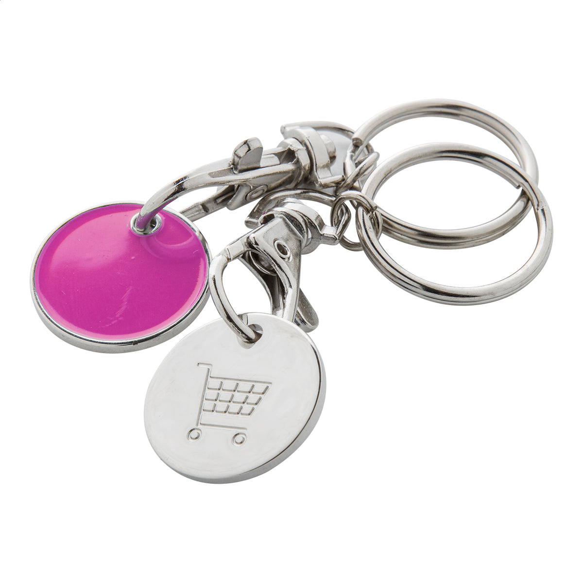 Eurocoin fém kulcstartós bevásárlókocsi érme pink – Dekormunka – további kép 3
