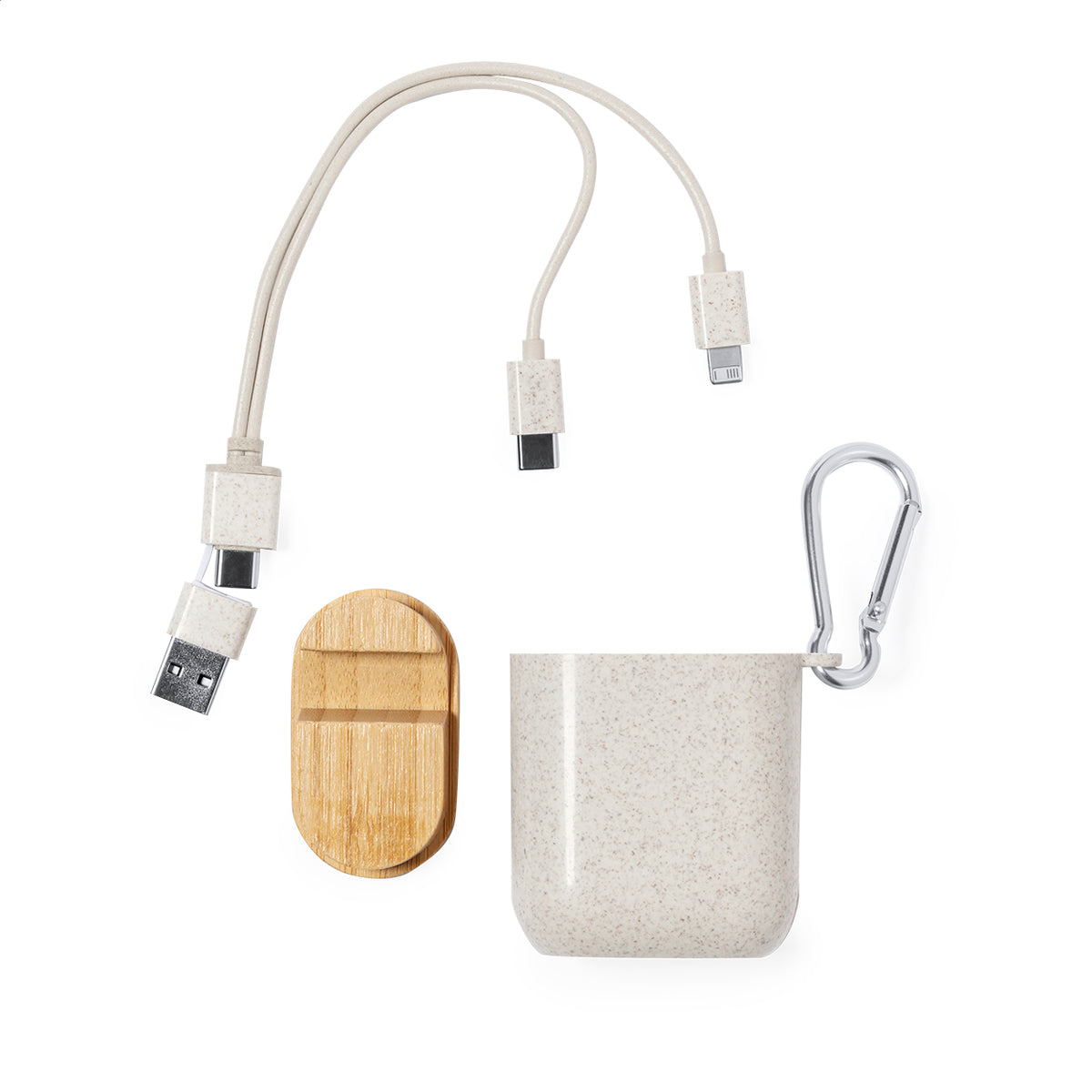 Nitida búzaszalma műanyag USB töltőkábel natúr – Dekormunka – további kép 3