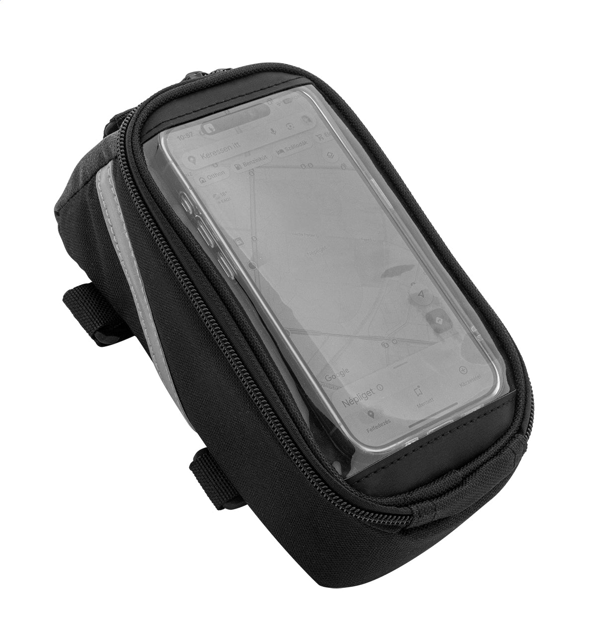 Velofon 600D RPET kerékpáros mobiltartó táska fekete – Dekormunka