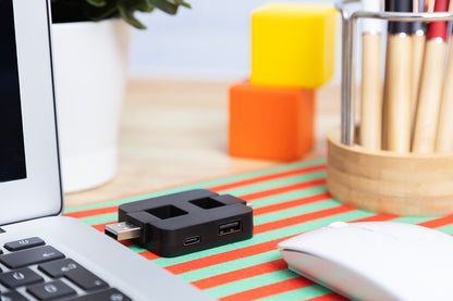 Rahubu újrahasznosított ABS USB hub fekete – Dekormunka – további kép 10