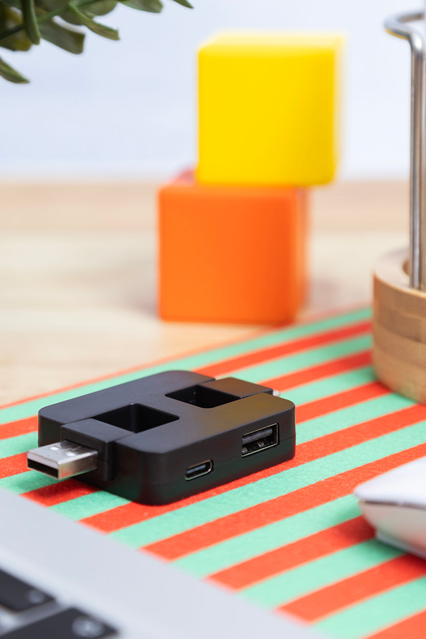Rahubu újrahasznosított ABS USB hub fekete – Dekormunka – további kép 9
