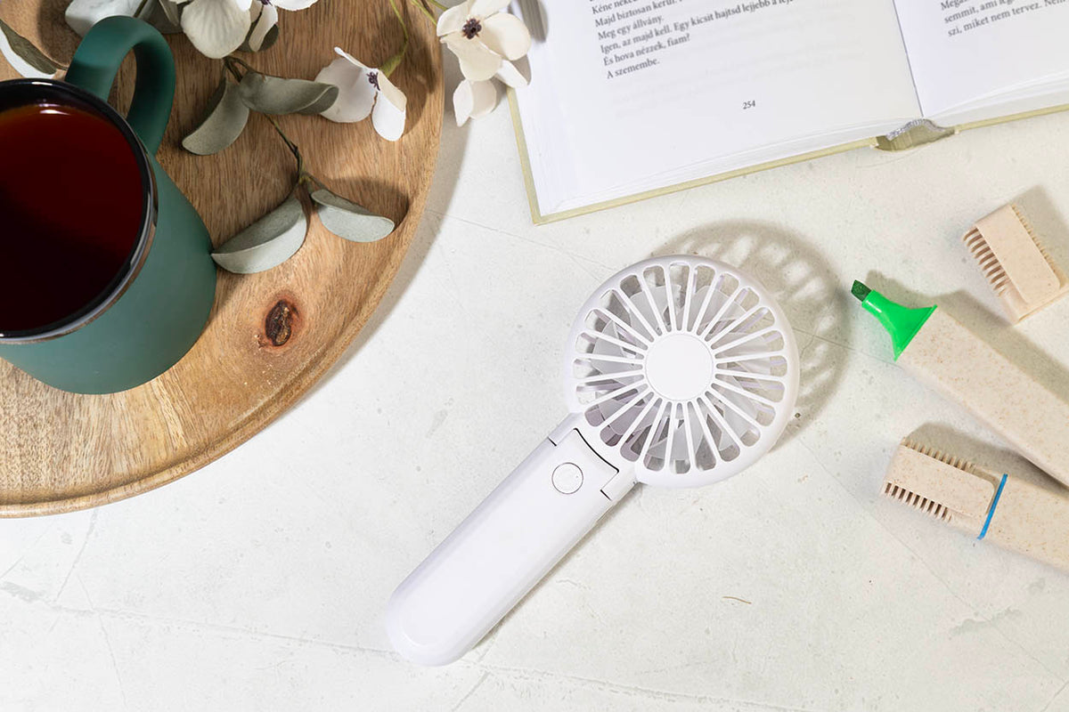 Chilly újrahasznosított ABS újratölthető kézi ventilátor fehér – Dekormunka – további kép 7