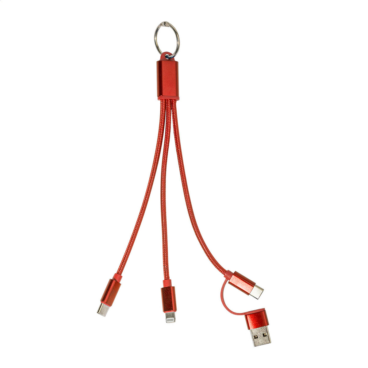Rafob újrahasznosított alumínium kulcstartós USB töltőkábel piros – Dekormunka