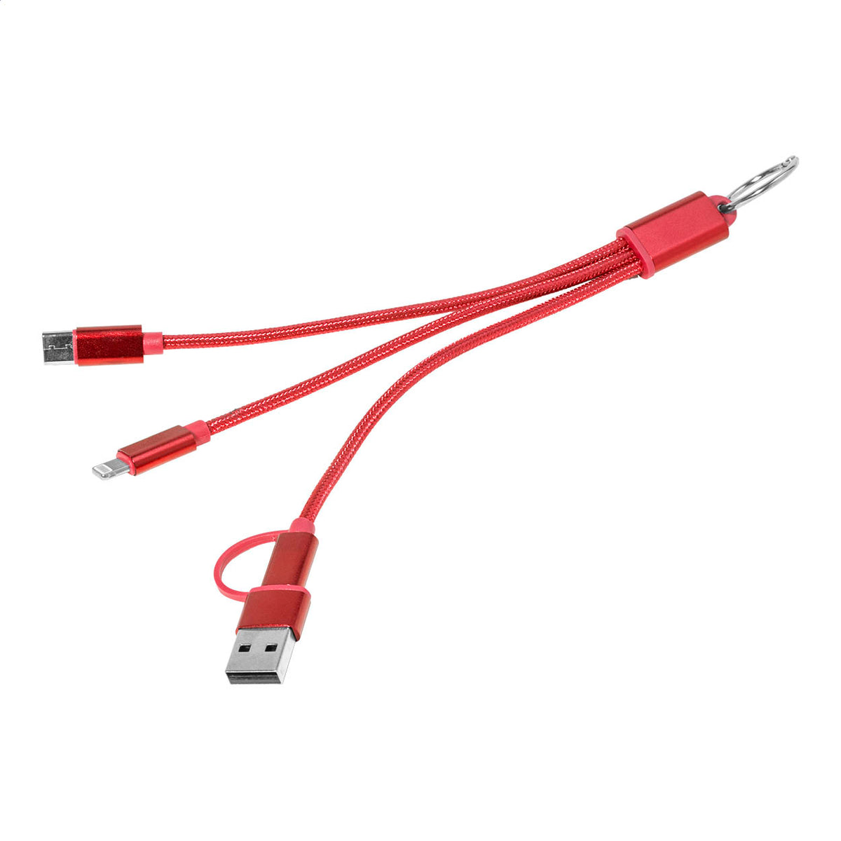 Rafob újrahasznosított alumínium kulcstartós USB töltőkábel piros – Dekormunka – további kép 2