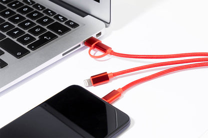 Rafob újrahasznosított alumínium kulcstartós USB töltőkábel piros – Dekormunka – további kép 3