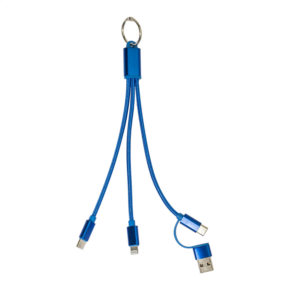 Rafob újrahasznosított alumínium kulcstartós USB töltőkábel kék – Dekormunka