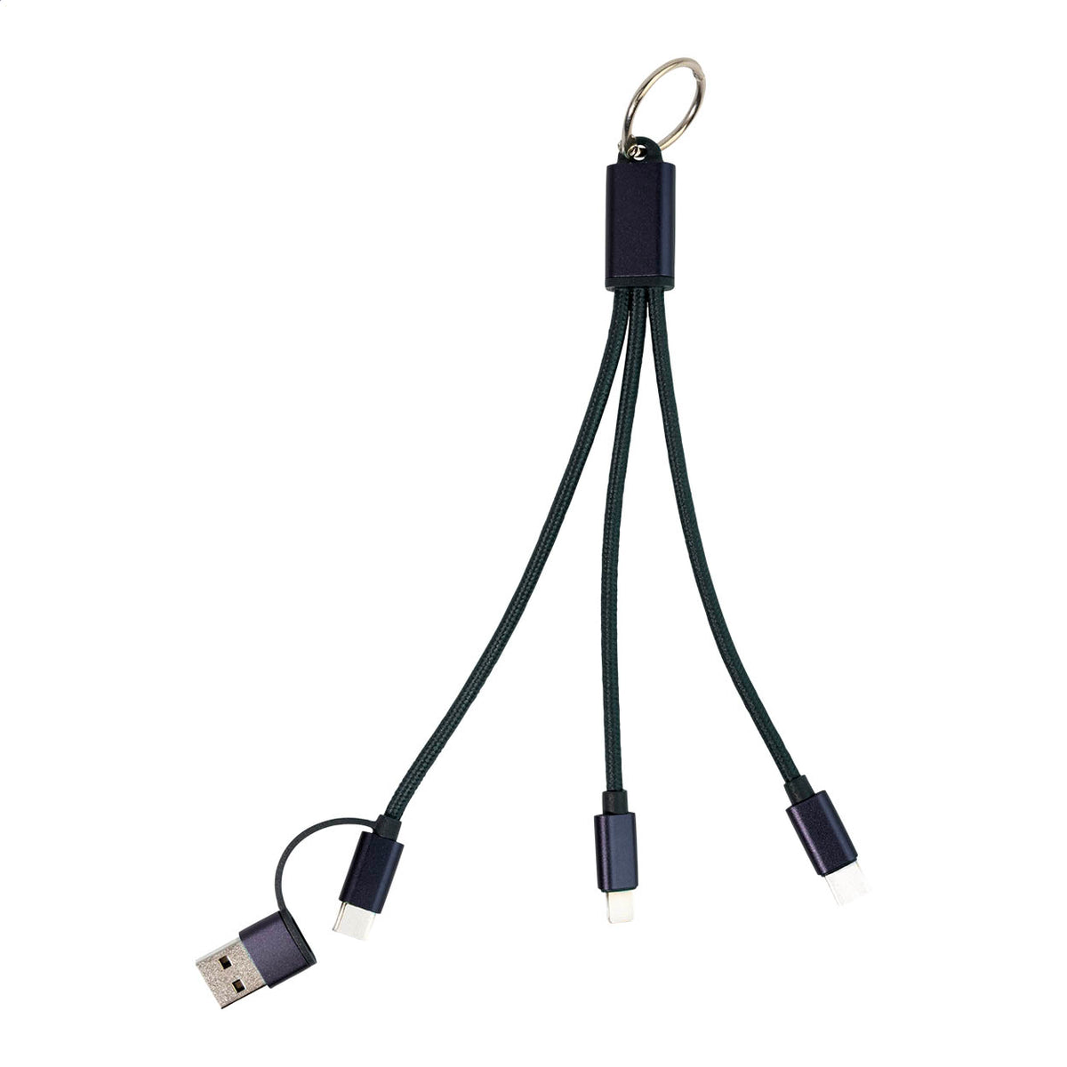 Rafob újrahasznosított alumínium kulcstartós USB töltőkábel sötét kék – Dekormunka