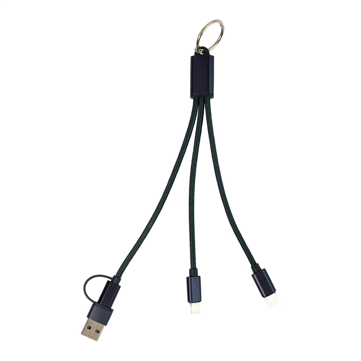 Rafob újrahasznosított alumínium kulcstartós USB töltőkábel sötét kék – Dekormunka – további kép 2