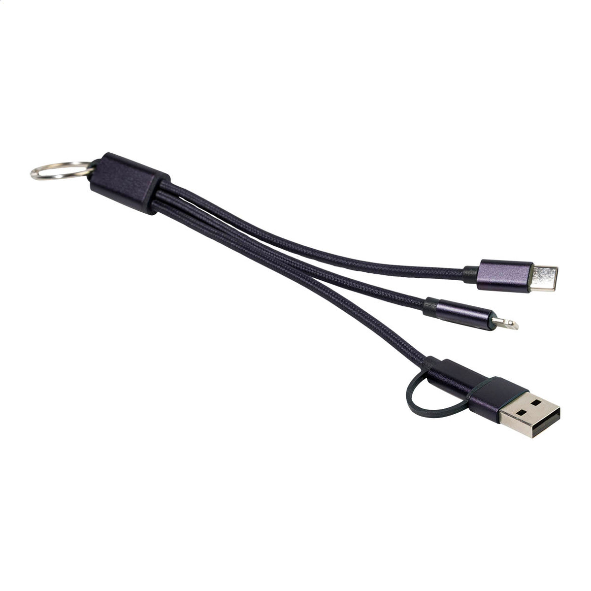 Rafob újrahasznosított alumínium kulcstartós USB töltőkábel sötét kék – Dekormunka – további kép 4