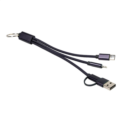 Rafob újrahasznosított alumínium kulcstartós USB töltőkábel sötét kék – Dekormunka – további kép 4