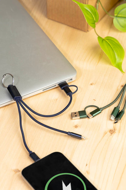Rafob újrahasznosított alumínium kulcstartós USB töltőkábel sötét kék – Dekormunka – további kép 5