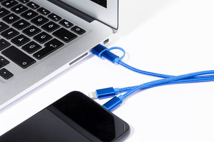 Rafob újrahasznosított alumínium kulcstartós USB töltőkábel kék – Dekormunka – további kép 2
