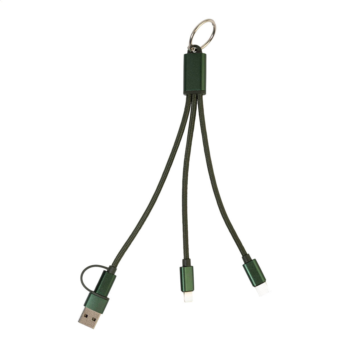 Rafob újrahasznosított alumínium kulcstartós USB töltőkábel sötét zöld – Dekormunka – további kép 2