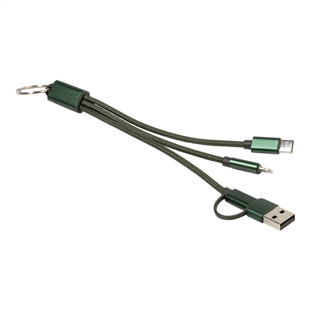 Rafob újrahasznosított alumínium kulcstartós USB töltőkábel sötét zöld – Dekormunka – további kép 3