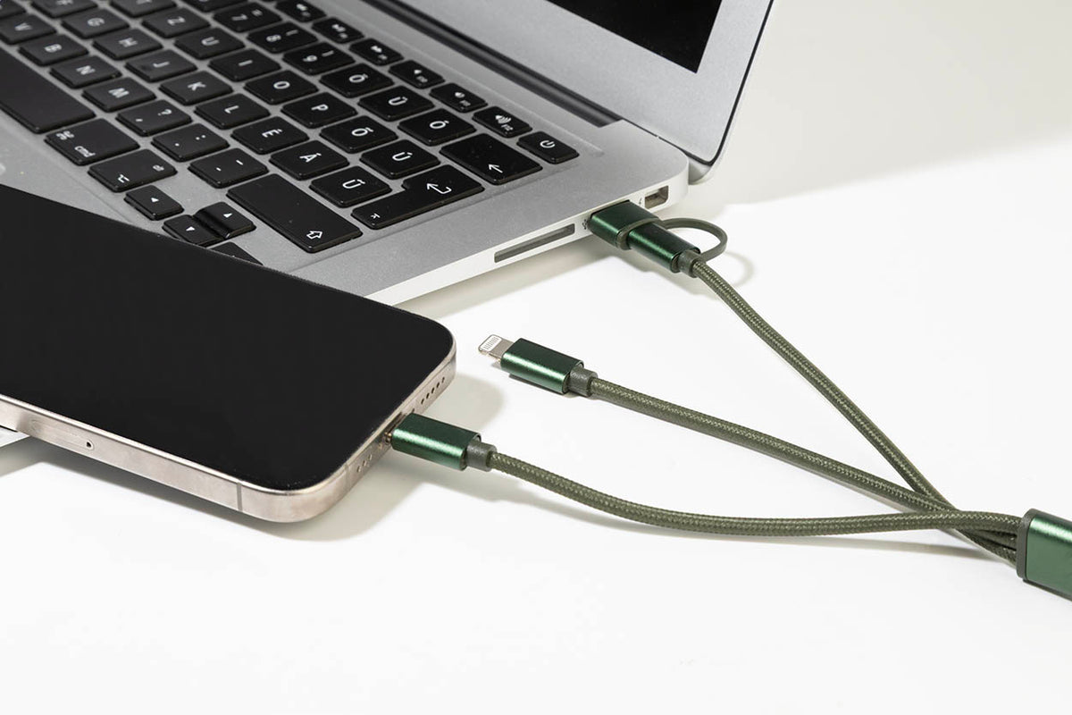 Rafob újrahasznosított alumínium kulcstartós USB töltőkábel sötét zöld – Dekormunka – további kép 4