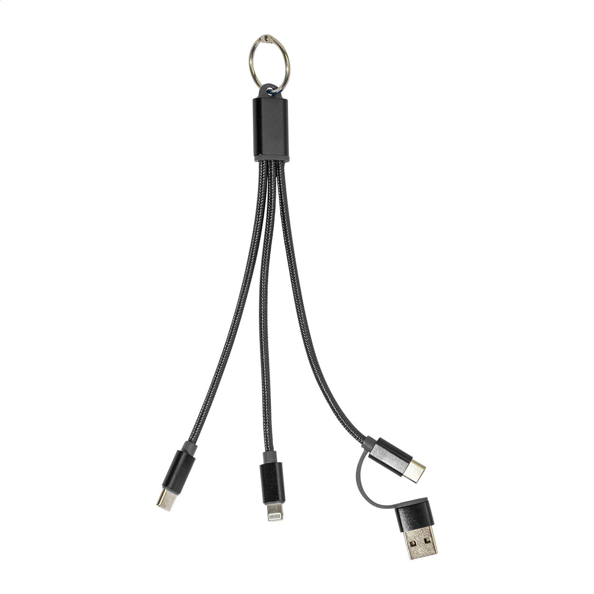Rafob újrahasznosított alumínium kulcstartós USB töltőkábel fekete – Dekormunka