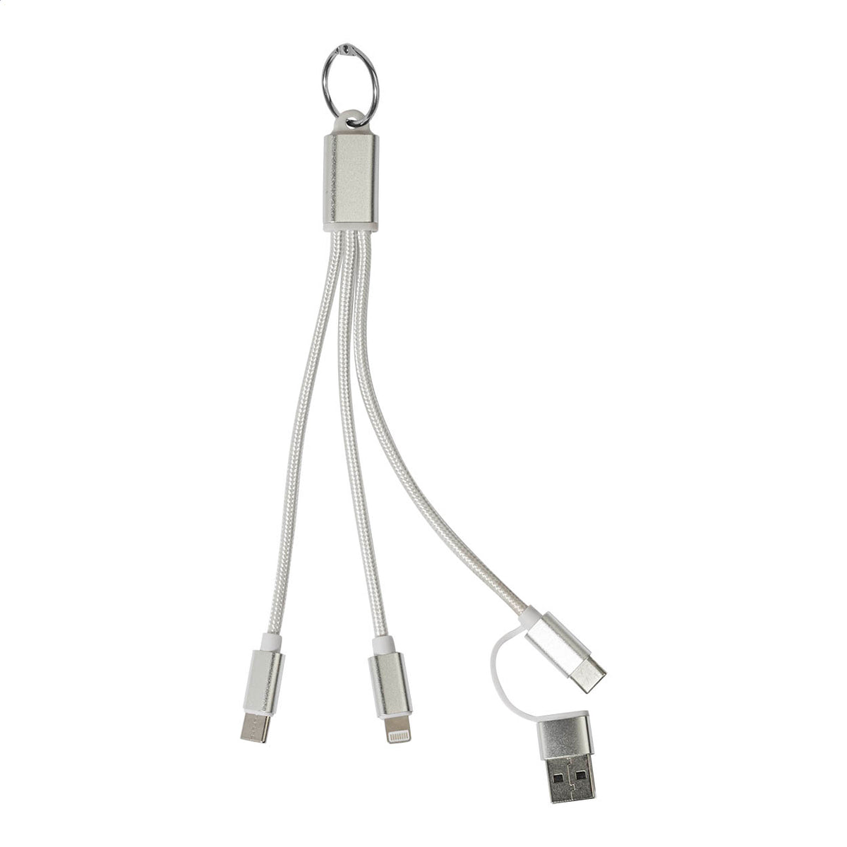 Rafob újrahasznosított alumínium kulcstartós USB töltőkábel ezüst – Dekormunka