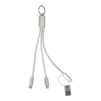 Rafob újrahasznosított alumínium kulcstartós USB töltőkábel ezüst – Dekormunka