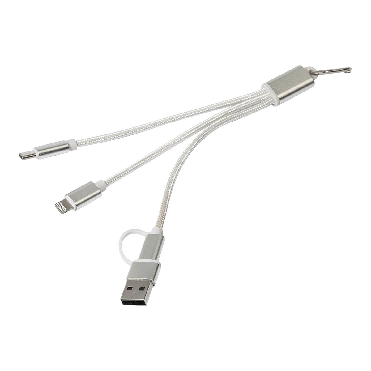 Rafob újrahasznosított alumínium kulcstartós USB töltőkábel ezüst – Dekormunka – további kép 2