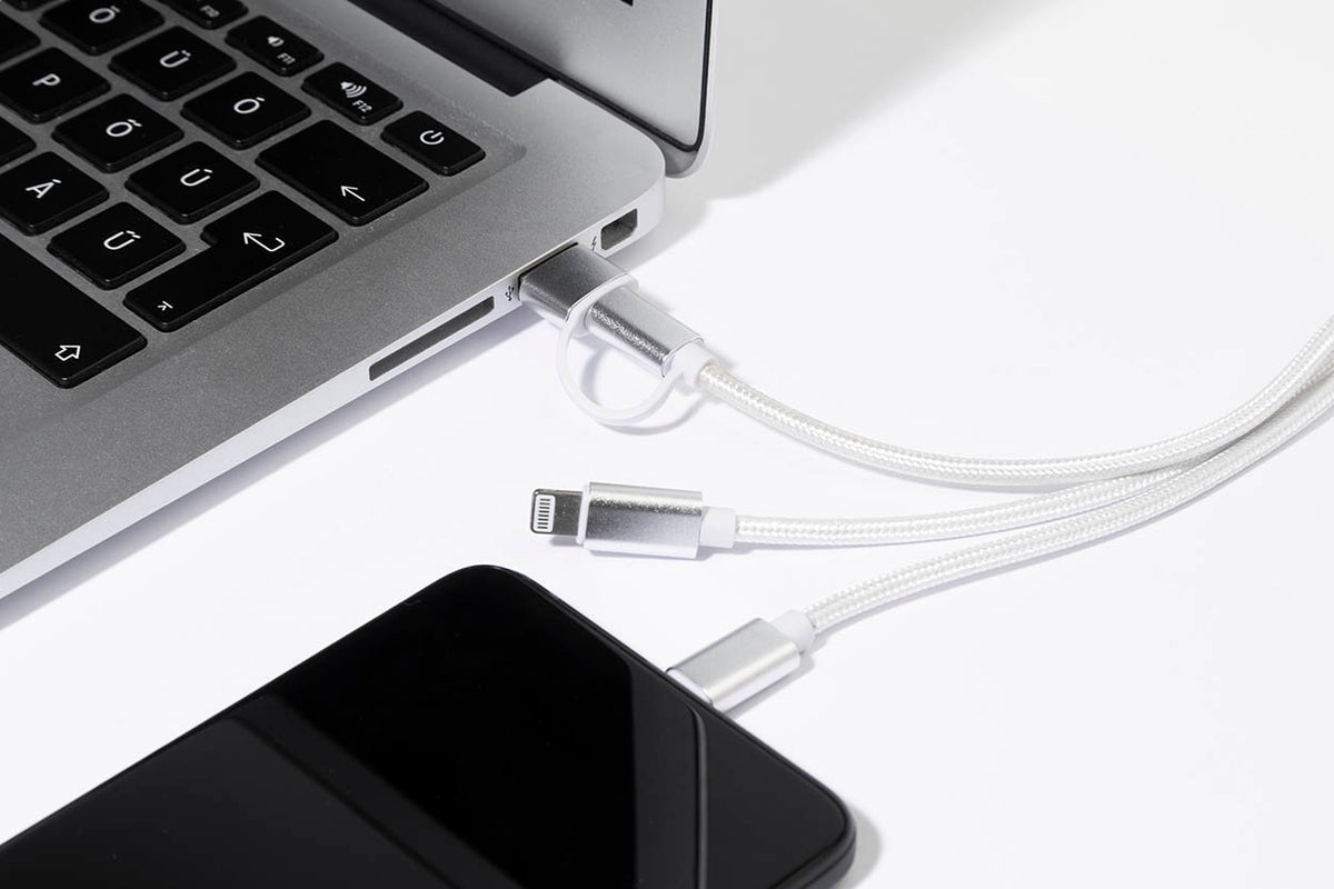 Rafob újrahasznosított alumínium kulcstartós USB töltőkábel ezüst – Dekormunka – további kép 3