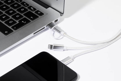 Rafob újrahasznosított alumínium kulcstartós USB töltőkábel ezüst – Dekormunka – további kép 3