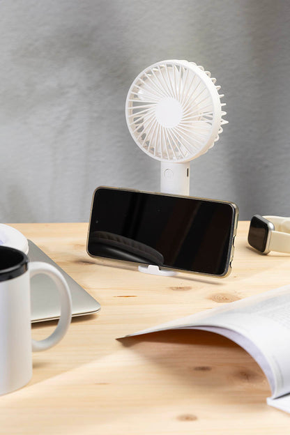 Chillmax újrahasznosított műanyag (PP) RPP újratölthető kézi ventilátor fehér – Dekormunka – további kép 8