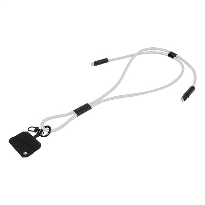 HolCharge 60 W-os RPET mobiltartós nyakpánt kábellel fehér – Dekormunka – további kép 2