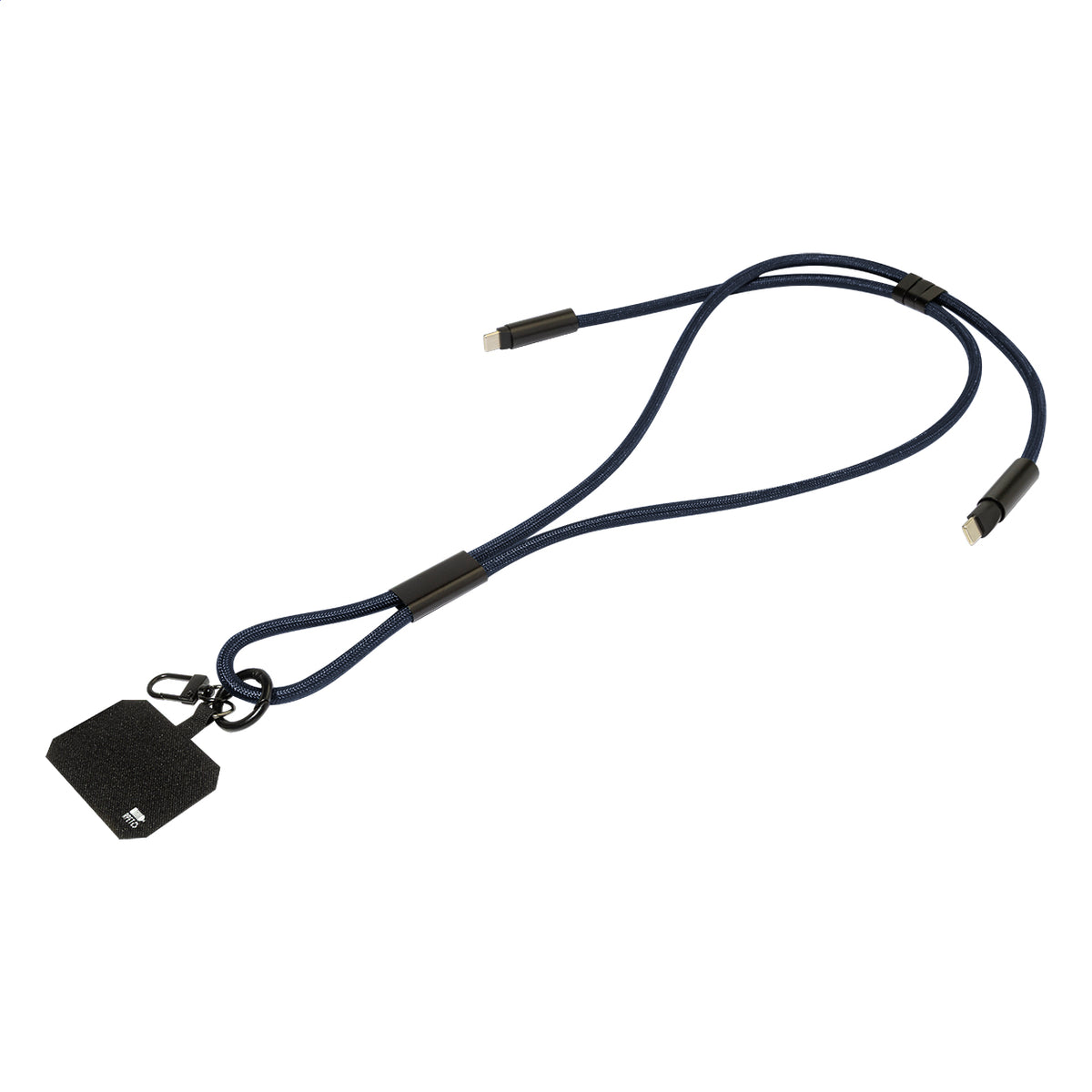 HolCharge 60 W-os RPET mobiltartós nyakpánt kábellel sötét kék – Dekormunka – további kép 2