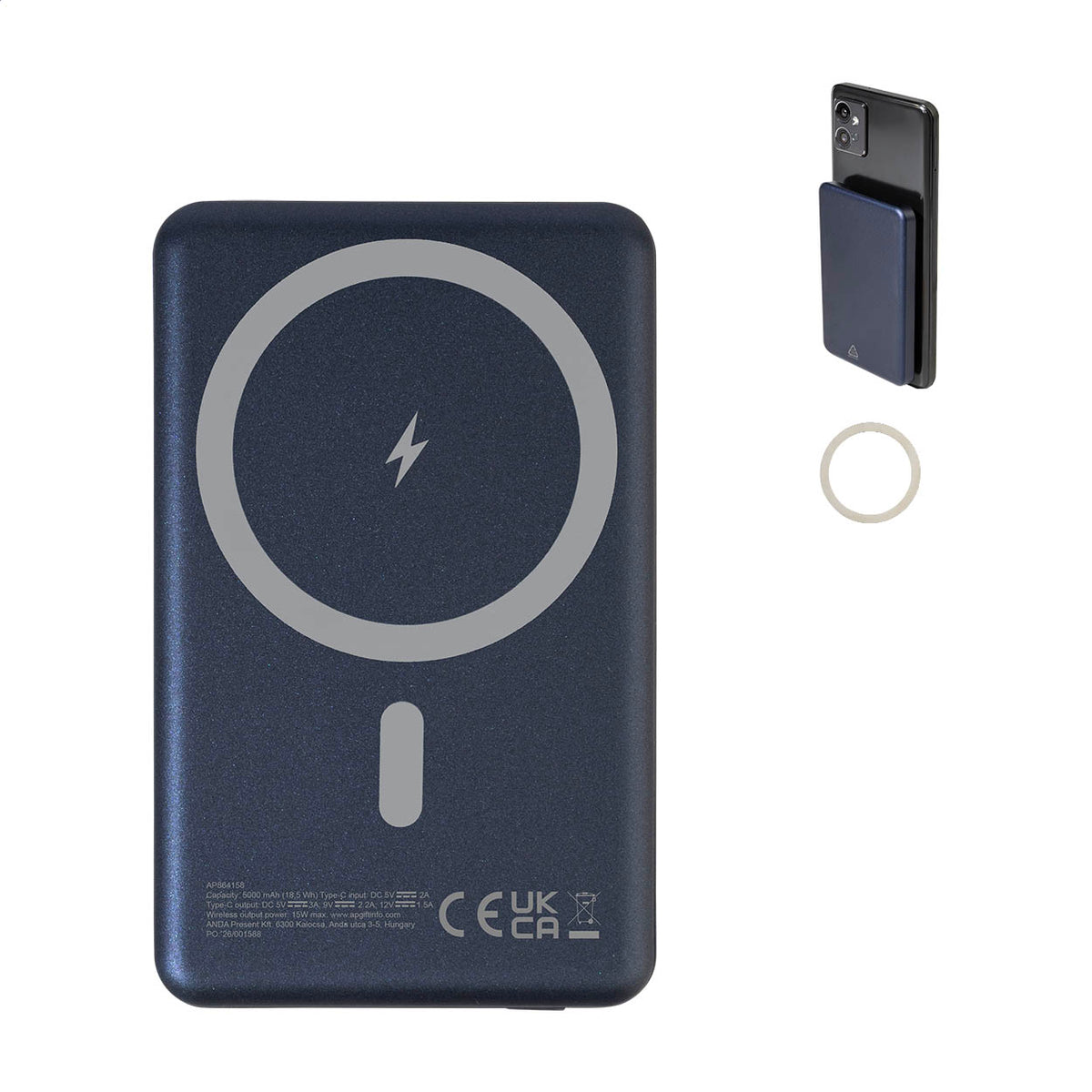 RaluLux újrahasznosított alumínium power bank sötét kék – Dekormunka