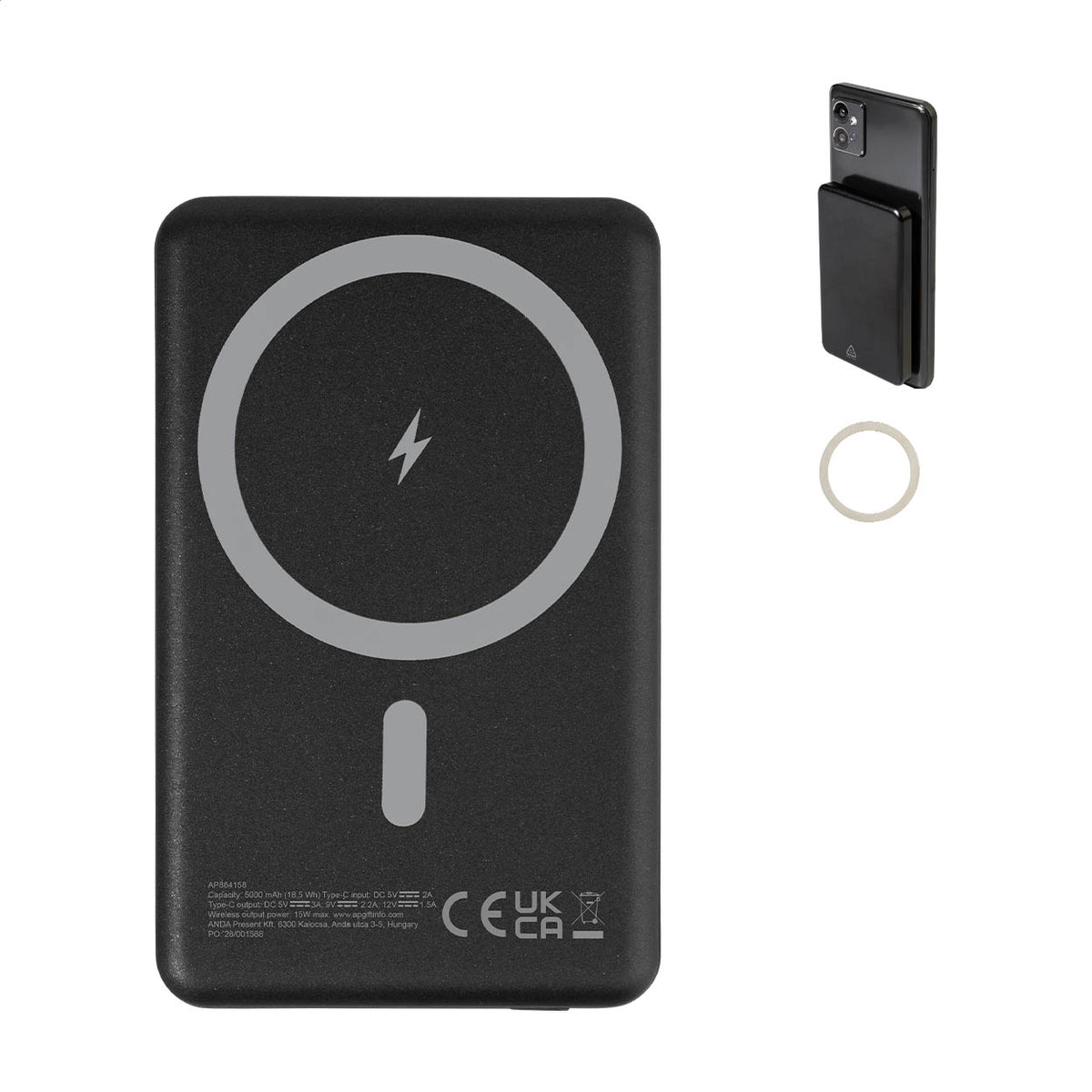 RaluLux újrahasznosított alumínium power bank fekete – Dekormunka