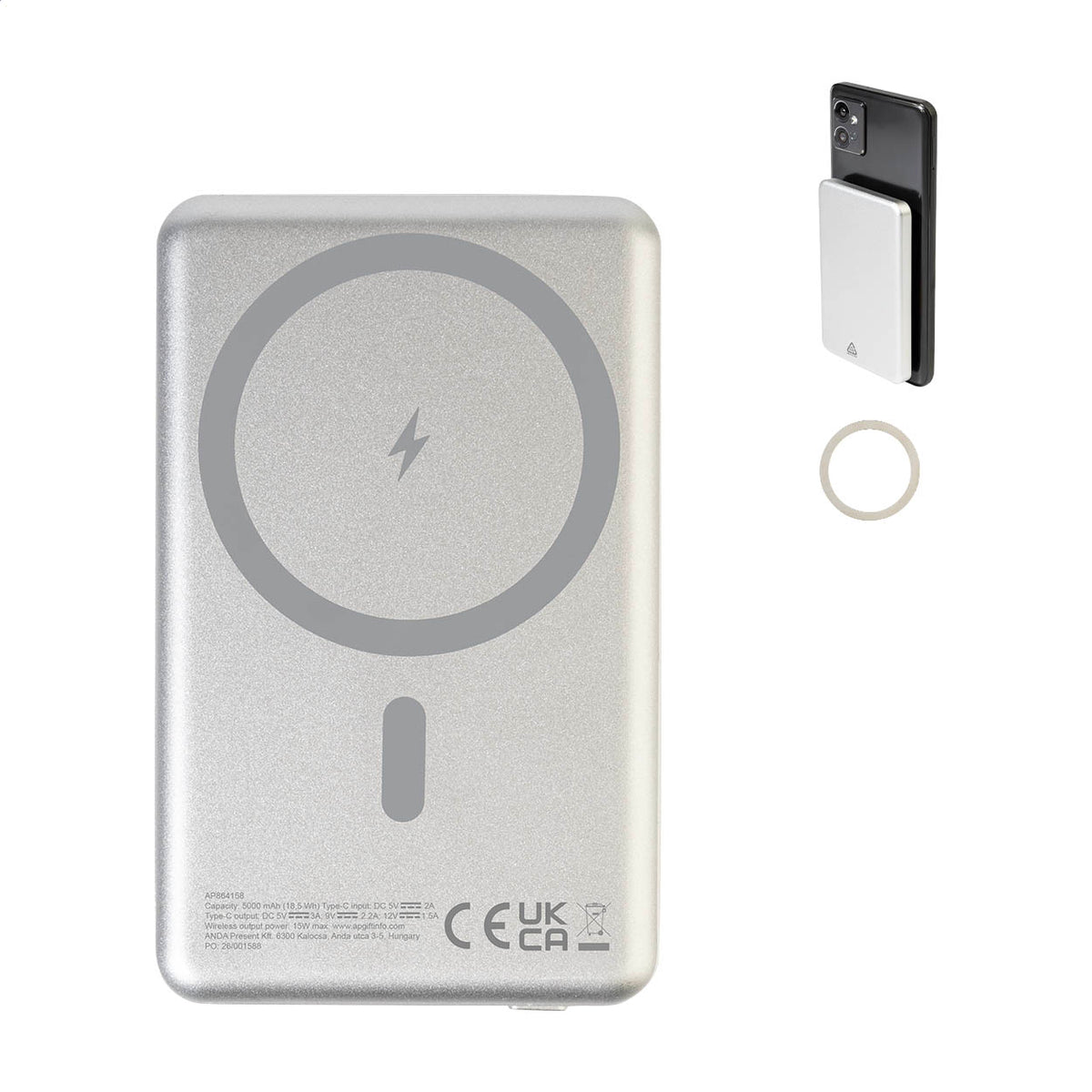 RaluLux újrahasznosított alumínium power bank ezüst – Dekormunka