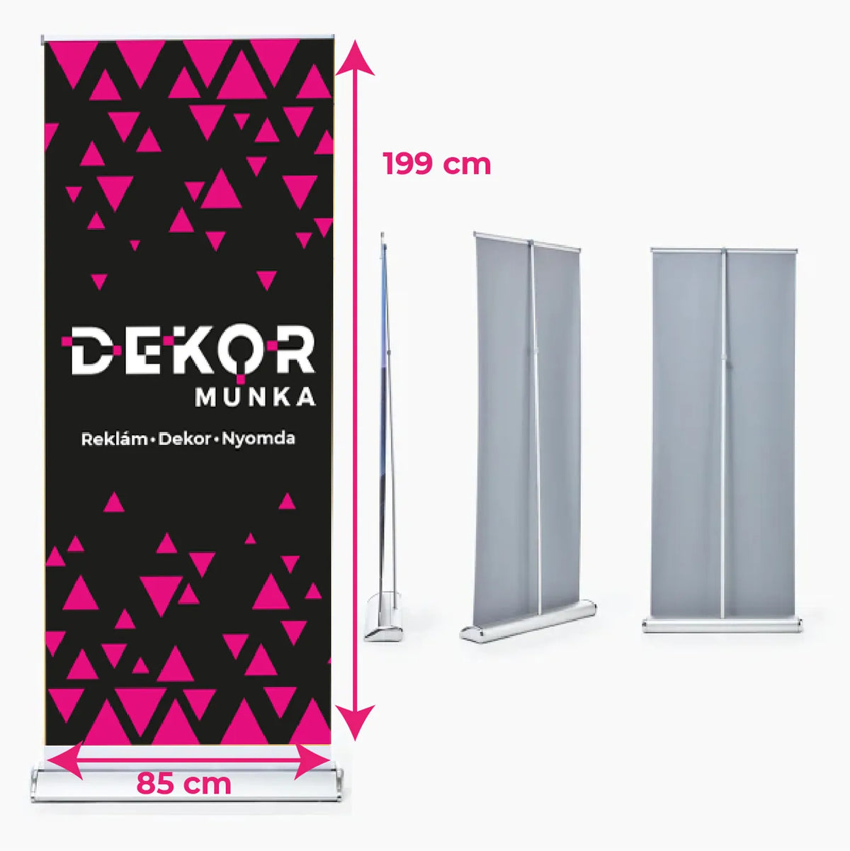 Roll-up banner nyomattal és szerkezettel, Standard és Exclusive kivitelben