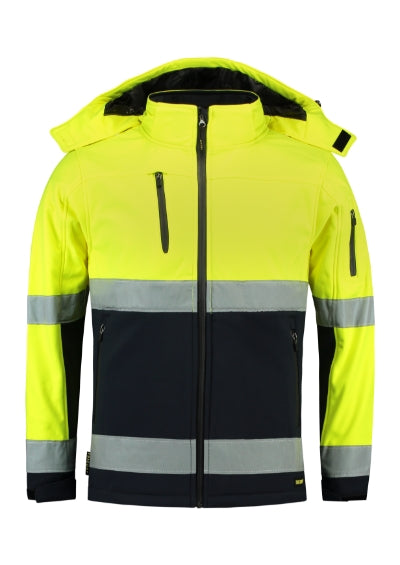 Bi-color EN ISO 20471 Softshell - Softshell kabát unisex - fluoreszkáló sárga