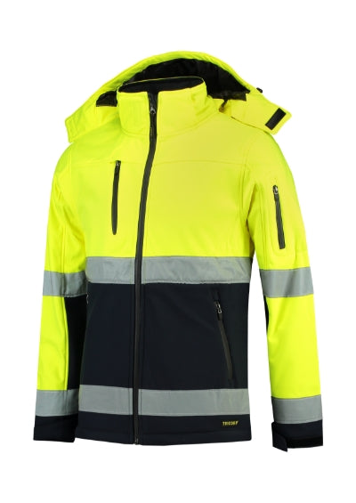 Bi-color EN ISO 20471 Softshell - Softshell kabát unisex - fluoreszkáló sárga