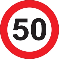 50-és sebességkorlátozó tábla