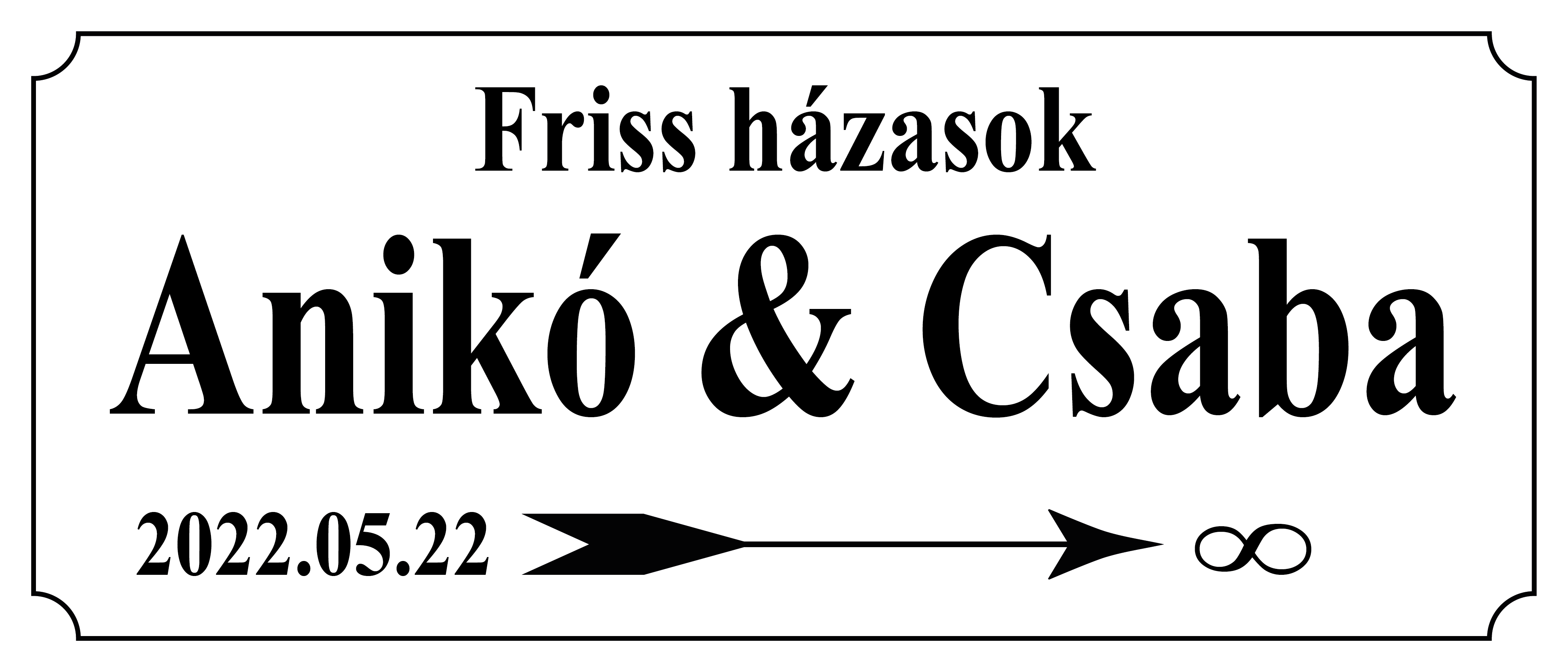 Friss házasok utcanévtábla